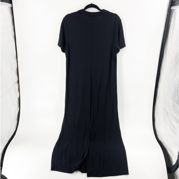 ✅ VINTAGE TALBOTS BLACK MAXI STRETCH KNIT SHIRT DRESS SIZE LARGE - Picture 5 of 6